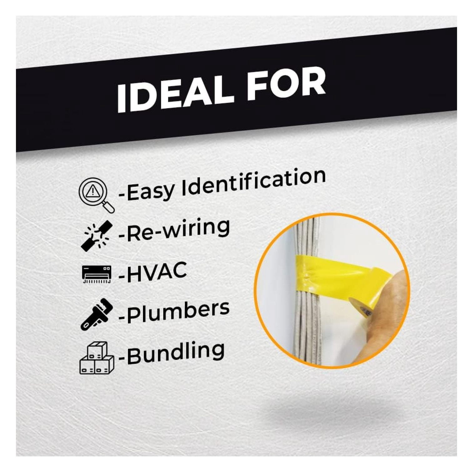 WOD ETC766 Professional Grade General Purpose Black Electrical Tape UL/CSA Listed . Vinyl Rubber Adhesive Electrical Tape: 2 inch X 66 ft. - Use at No More Than 600V & 176F (Pack of 10)
