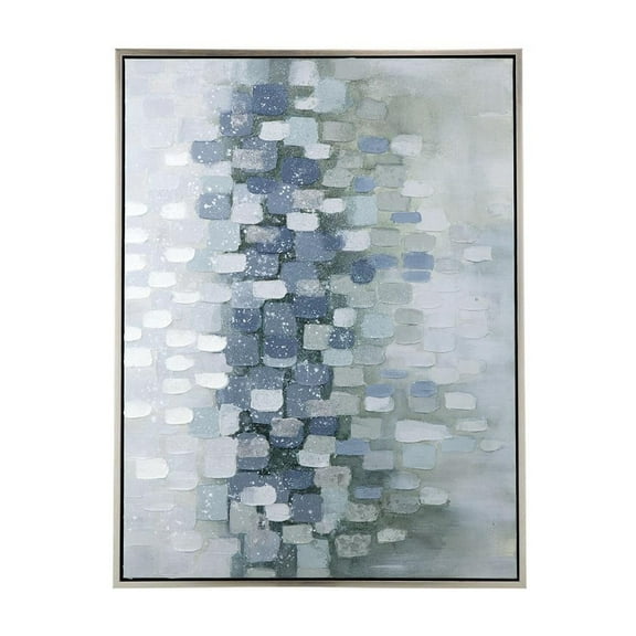 A&B Home Silver Lake Heavy Textured Oil Painting on Frame - 47"W x 35.5"H x 1.5"L - Gray/Silver