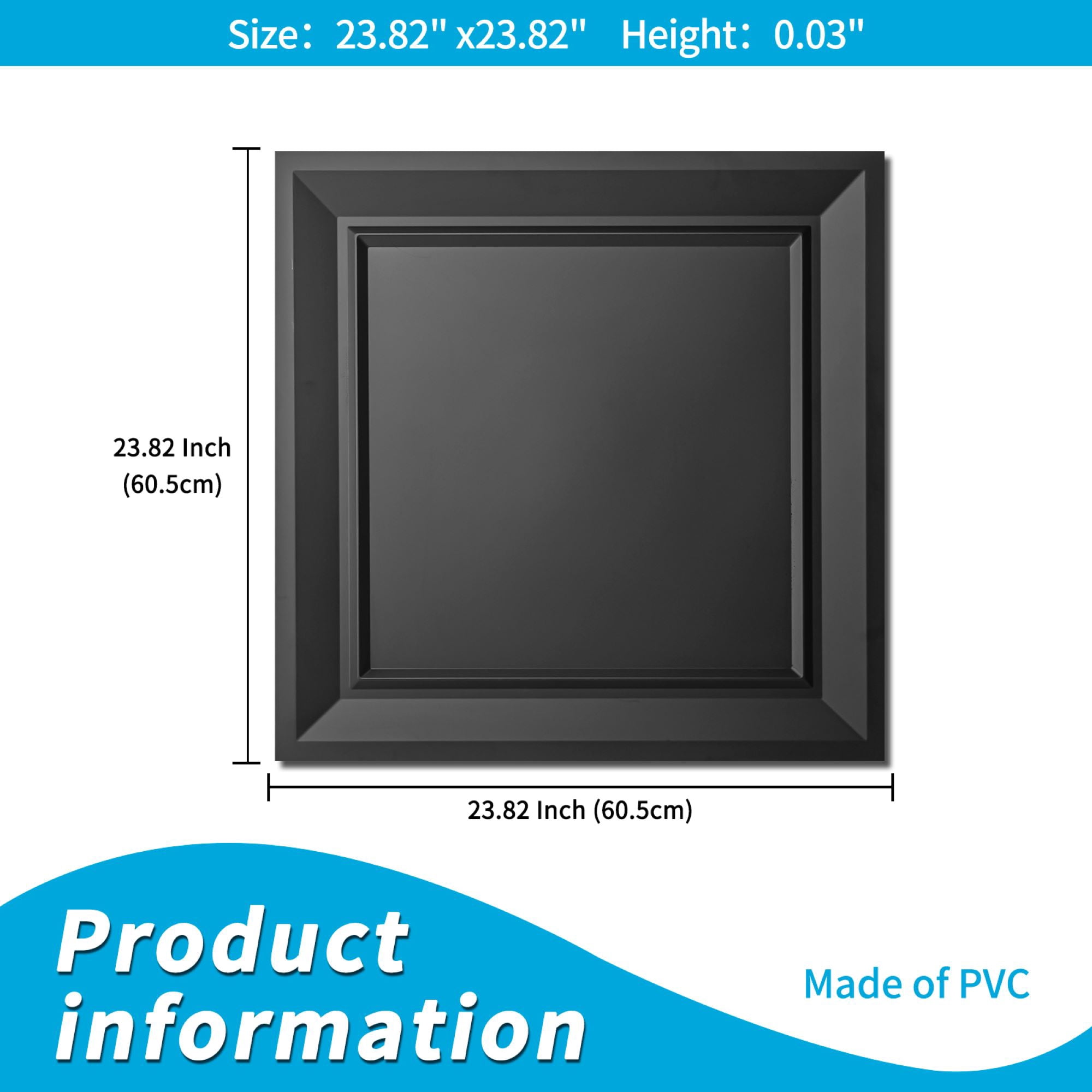 Art3d 24 x 24 Drop Ceiling Tiles for Interior Wall Decor, PVC Ceiling Tile,Pack of 12