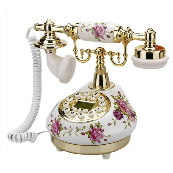 Corded Telephone Retro Phone For Home/office/hotel, China Ceramic Antique Telephones Old Fashion Desktop Decor-white-SinKeeU