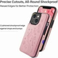thumbnail image 6 of Dteck for iPhone 13 Wallet Case with Card Holder, Butterfly Flower Embossed Faux Leather Kickstand Card Slots Case, Handmade Shockproof Protective Slim Soft Flip Phone Case 2021 6.1", Rosegold, 6 of 6