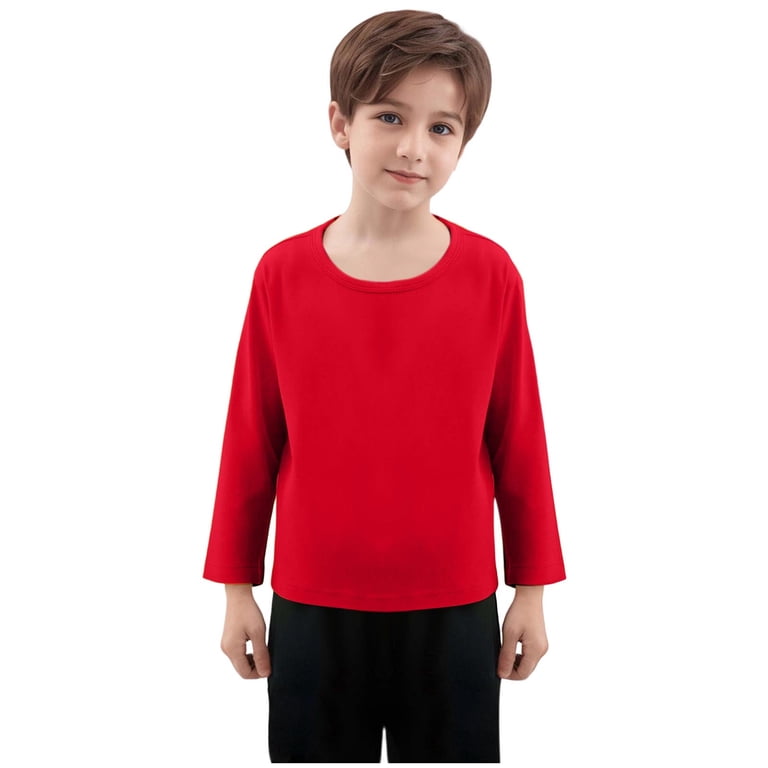 Maglietta Maniche Lunghe In Cotone Per Bambino, Tinta Unita, Taglie 3-14 Anni, BLACK SPIDER