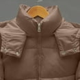 thumbnail image 6 of Sexlip Women's Cropped Puffer Jacket Full Zip Stand Collar Padded Down Coats Winter Warm Bubble Jackets Fashion with Pockets Brown L, 6 of 6