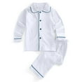 thumbnail image 2 of AWZXDE Boys Set Comfort Soft Long Sleeve Solid Homewear Top Pants 2-Piece Casual Outfit White,6-7 Years, 2 of 4