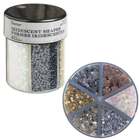 6-Color Shaped Glitter Caddy: Metallic Hearts & Stars