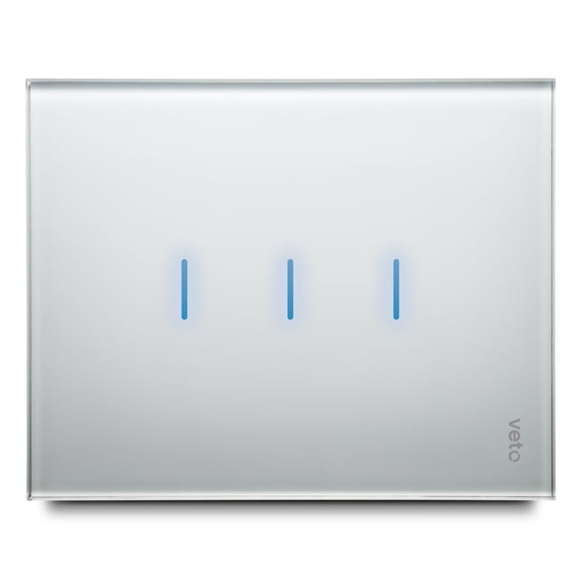 Interruptor Inteligente Triple Wifi L Blanco VETO Plura Smart No requiere de Neutro