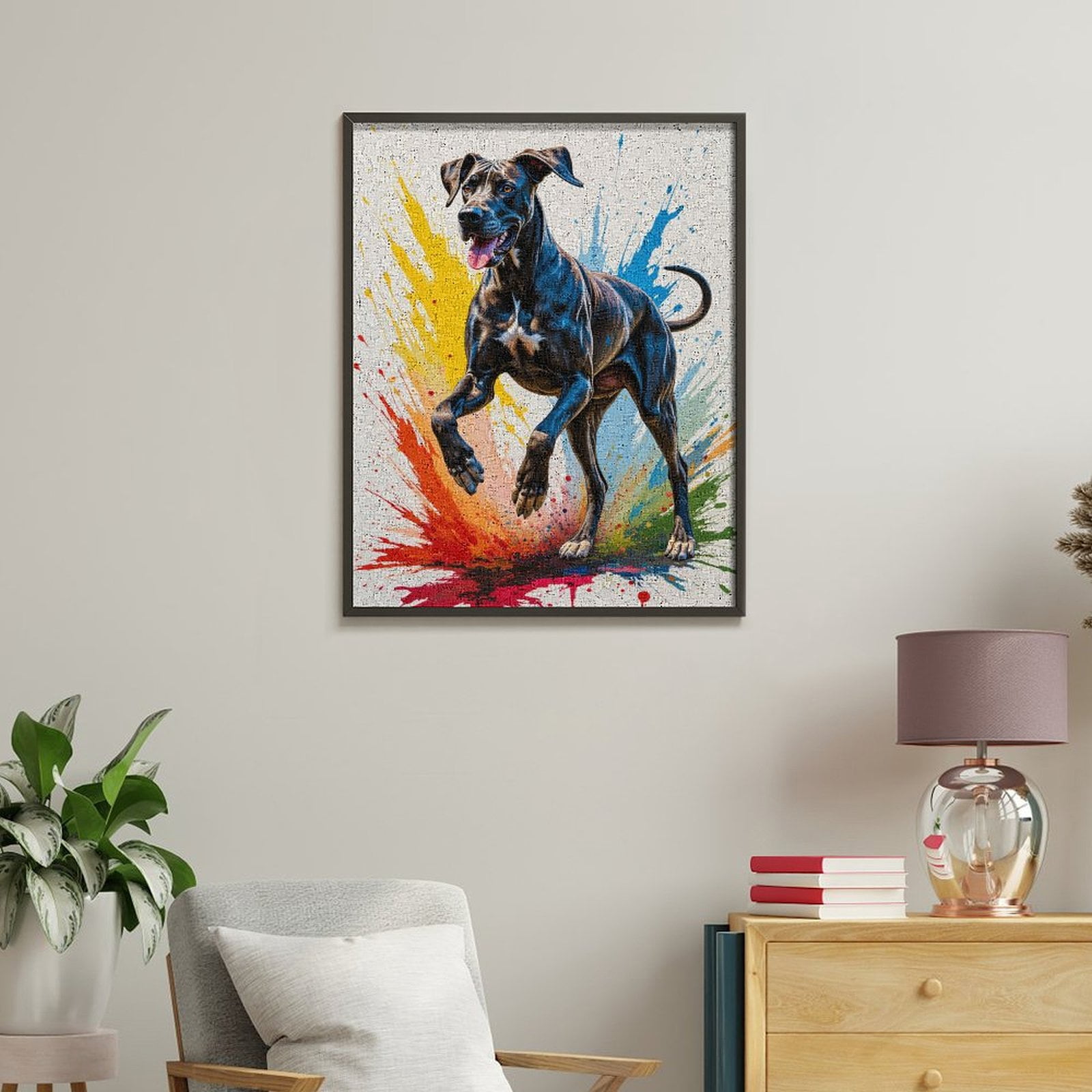 Paint By Numbers Kit for Adults Beginner - DIY Colorful Energetic Dog Splatter Art Canvas Painting Kits for Adults, Frameless Paint By Number for Adults for Home Wall Decor 16x20 Inch