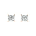 thumbnail image 3 of 2.0 Ct Princess Cut Studs White Sapphire 18K Rose Solid Solid Gold Everyday Dainty Earrings Push Back, 3 of 7