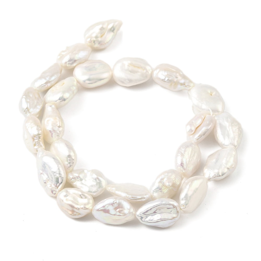 Baroque Natural Keshi Pearl Beads Strands Natural Cultured Freshwater Pearl 12~18x10.5~12.5x4~8mm Hole: 0.7mm 15.08~15.47 inch(38.3~39.3cm)