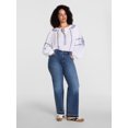 thumbnail image 2 of Scenario Women's and Women's Plus High Rise Straight Leg Let Down Hem Jeans, 27" Inseam, Sizes 0-28W, 2 of 7
