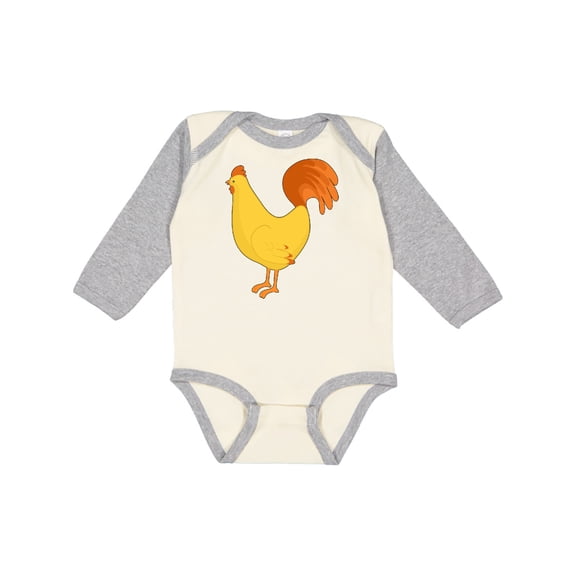 Inktastic Cute Yellow Chicken Boys or Girls Long Sleeve Baby Bodysuit
