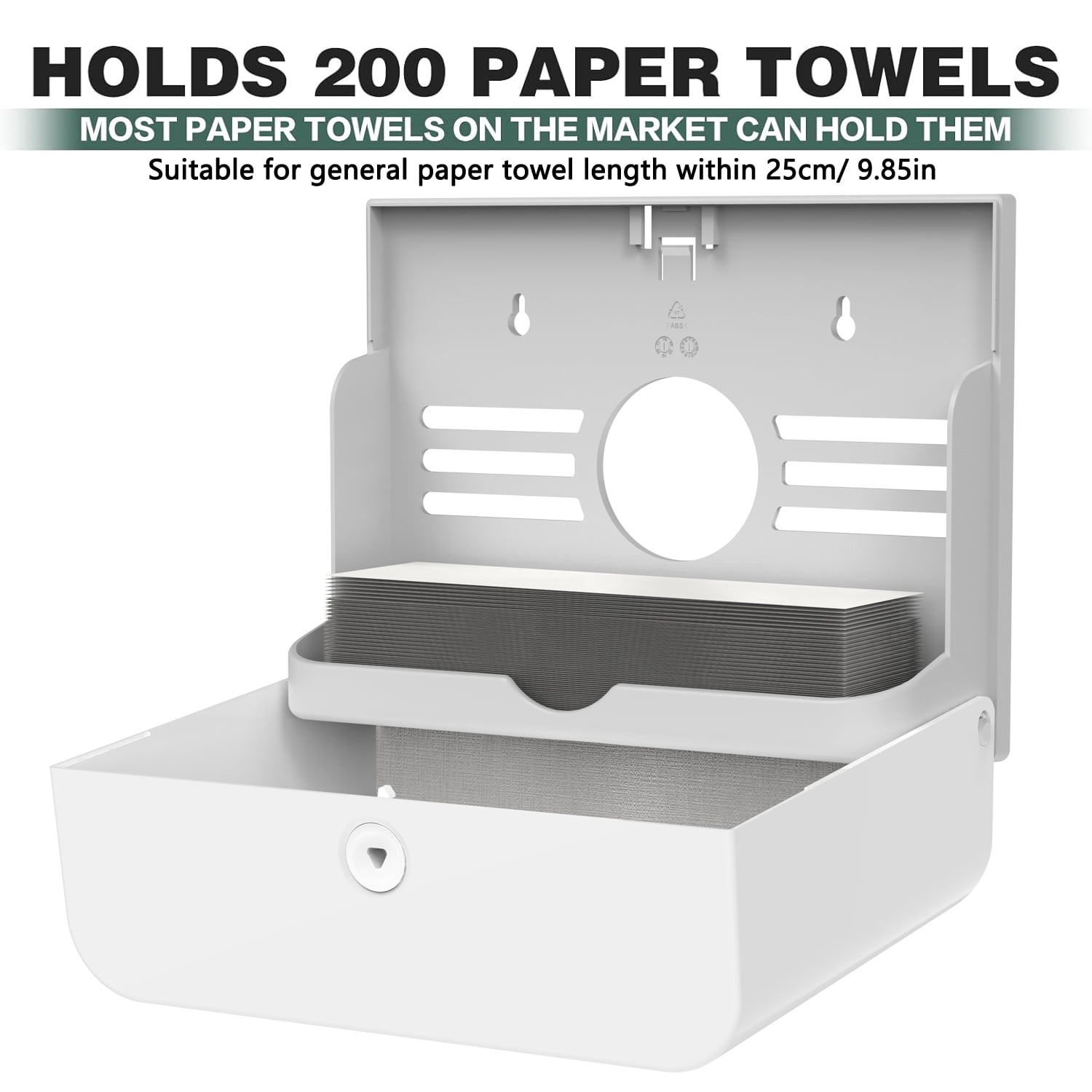 Interhasa Wall-Mounted Paper Towel Dispenser for Multi-Fold Tissues,Home & Commercial Use, White