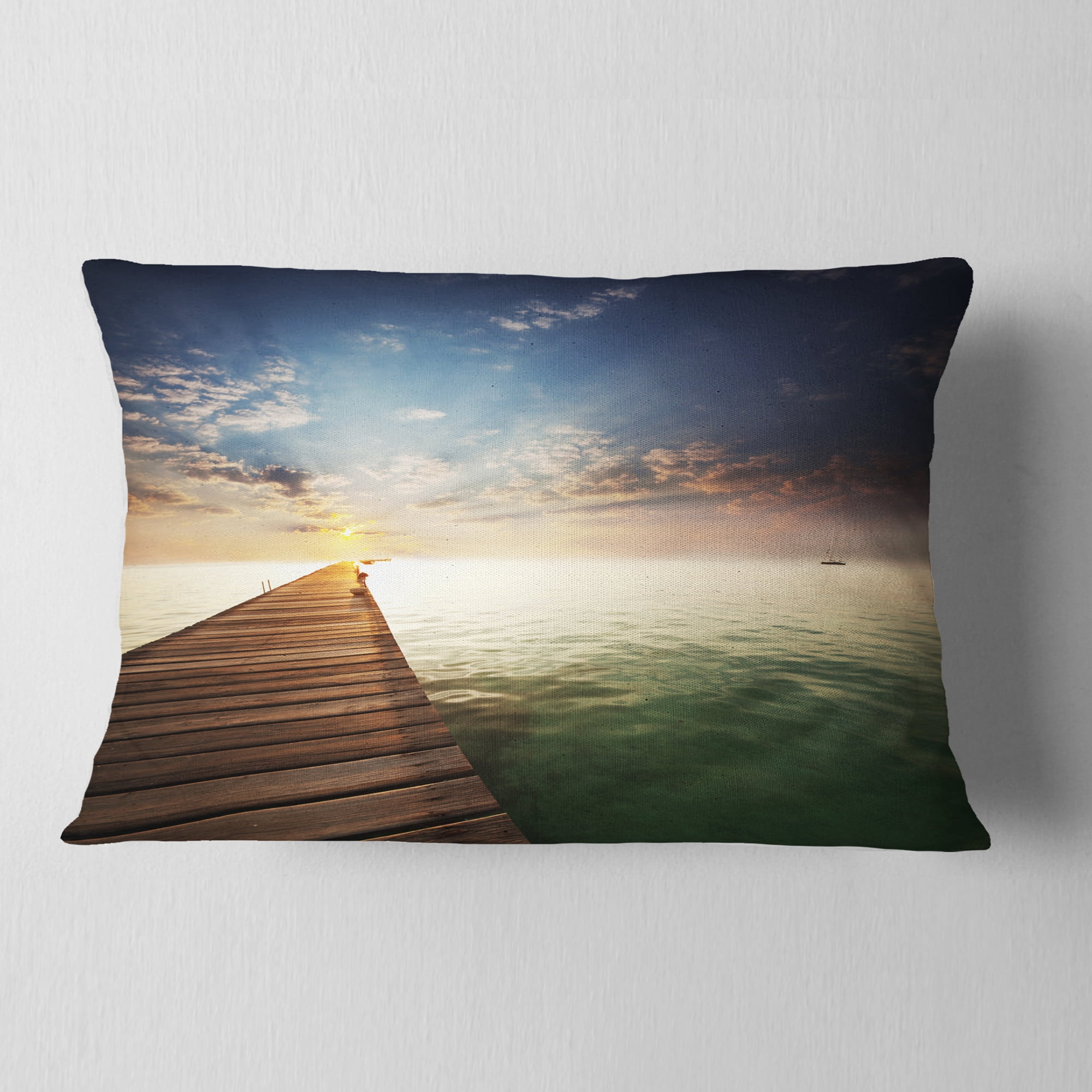 Designart 12" x 20" Multi-color Polyester Throw Pillow