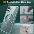thumbnail image 2 of Case for iPhone 16, 360 Degree Rotating Ring Bracket, Support Magnetic Car Mount, Drop Protective Back Case, Anti-Scratch Translucent Ultra Slim Phone Cover for iPhone 16, Blue, 2 of 7