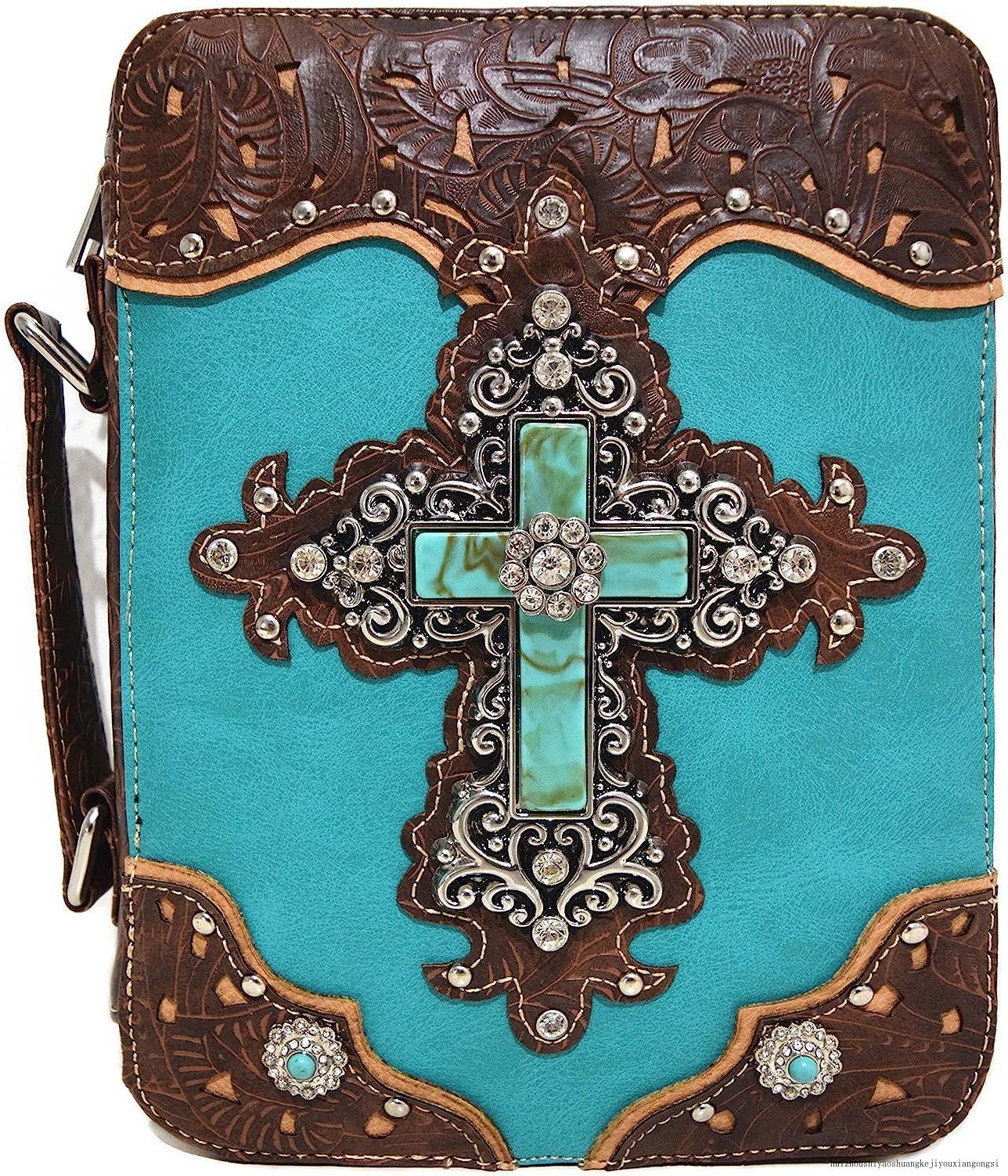 Western Style Embroidered Verse Scripture Bible Cover Book Bibles