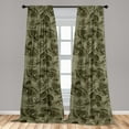 thumbnail image 2 of Jungle Boho Window Curtains, Nostalgic Vibes Garden Scene Flowers Vintage and Petals Print, Lightweight Decor 2-Panel Set with Rod Pocket, Pair of - 28"x84", Olive Green and Reseda Green, by Ambesonne, 2 of 3