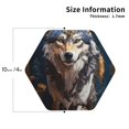 thumbnail image 2 of Pofeuu Oil Painting Tribal Wolf Print Coasters for Drinks, 4Pack PU Leather Coasters, Bar Drink Coasters for Tabletop Protection, Furniture from Damage-Hexagon, 2 of 6