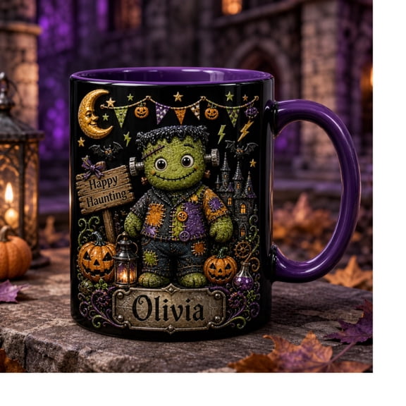 Mug Patchwork Monster Halloween Coffee Cup for Spooky Season Fans