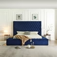 thumbnail image 3 of Better Home Products Cosmopolitan Velvet Upholstered Platform King Bed in Blue, 3 of 11