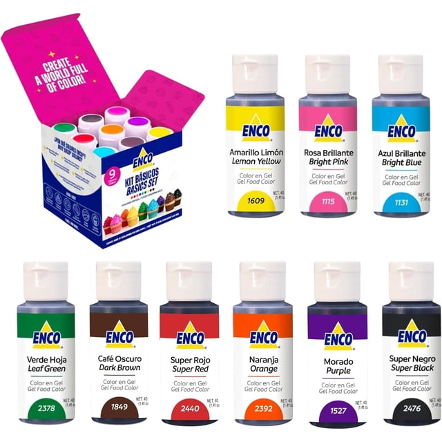 ENCO Kit 9 Colorantes en Gel Básicos de 1.41 oz (40g)