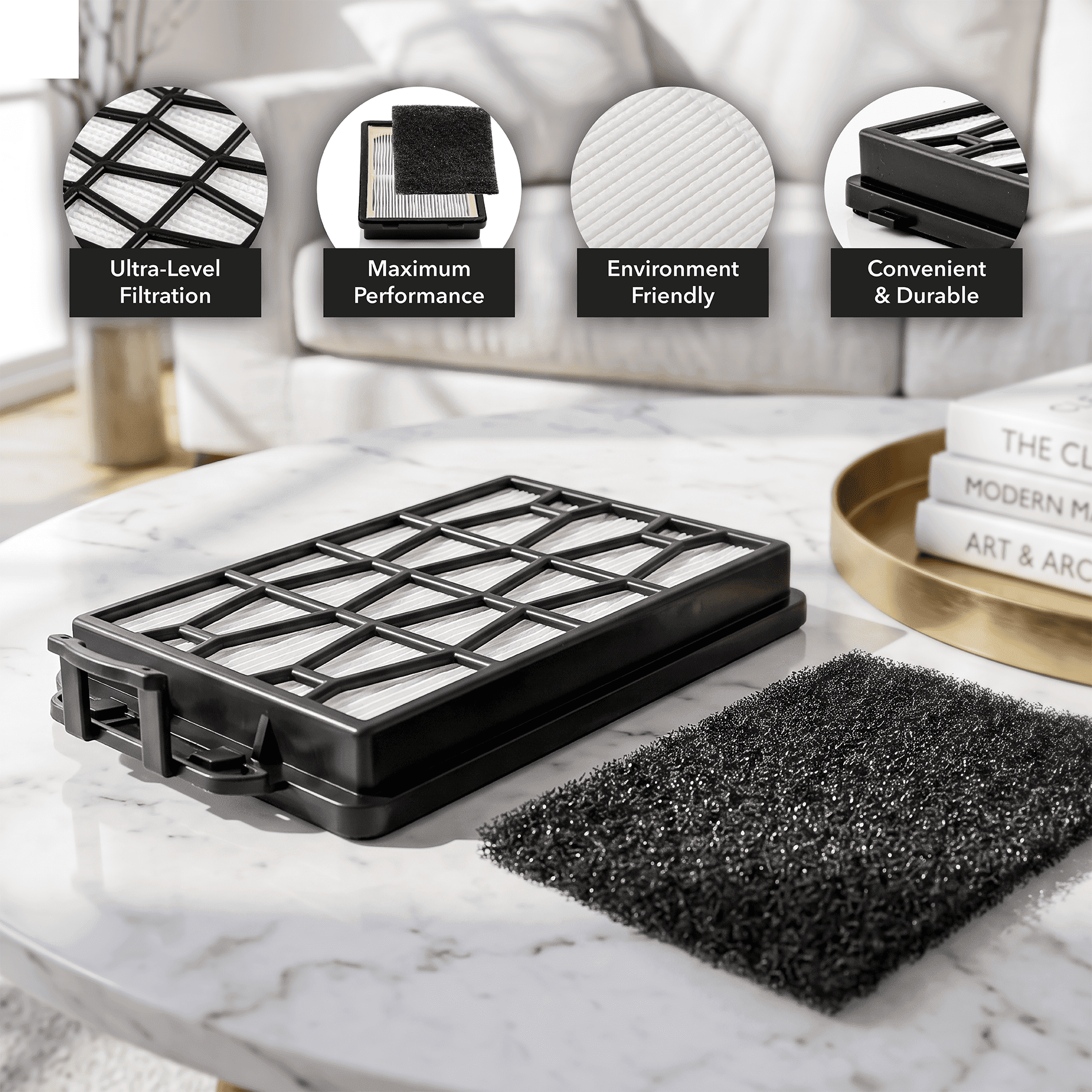 OVENTE Replacement HEPA Filter for ST1600B, Pack of 1, Black ACPST16712 | Designed for a vacuum cleaner, Efficiently traps small particles, Easy to Remove and Install