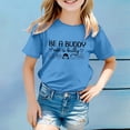 thumbnail image 2 of PMVFHDE Hauts Tendance pour Filles Manches Courtes T-Shirts Graphiques Mignons Mode Décontractée Respirante Imprimée Bleu, 2-3 Ans, 2 of 4