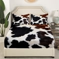 thumbnail image 3 of Cow Pattern Sheet Set Twin,Cowhide Pattern Sheets White Brown Rustic Home Decor Bed Sheets Set,Abstract Animal Theme Top Sheet for Kids Boys Girls Teens, 3 of 6
