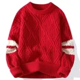 thumbnail image 3 of Suéter estilo navideño Harajuku para hombre, otoño e invierno, de alta calidad, de punto, grueso y cálido, a cuadros, 2023, 3 of 5