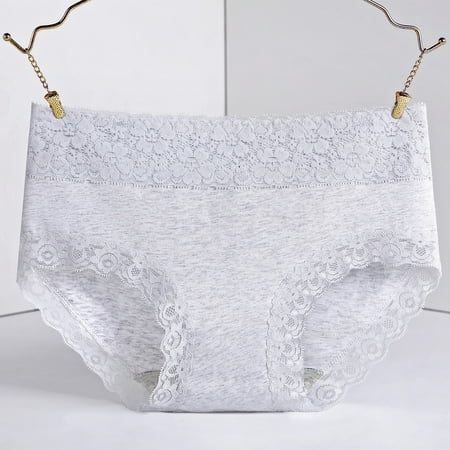 BYHONG Plus Size Women s Crotch Breathable Skin Tight Belly Lifting Waist Lace Hem High Waist Underwear Panties for Women Clear XXL