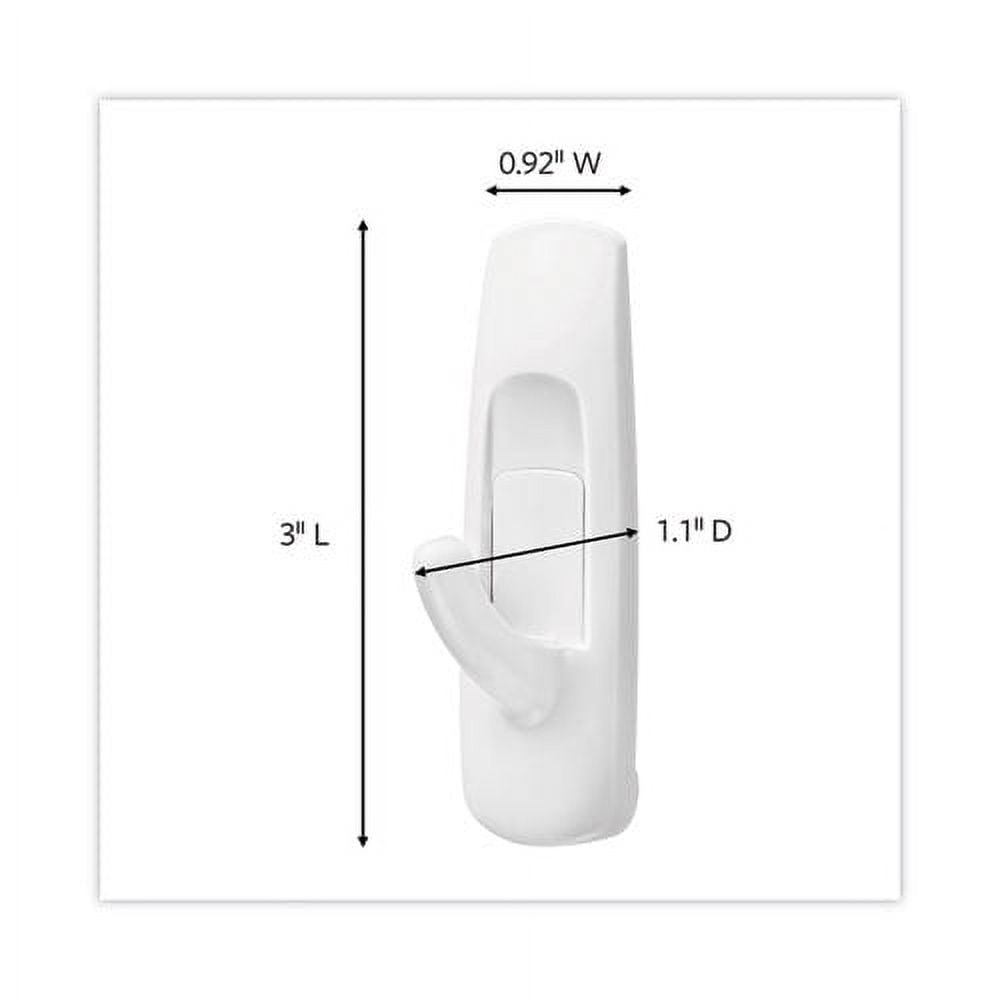General Purpose Hooks, Plastic, White, 3 Lb Cap, 37 Hooks And 48 Strips/pack | Bundle of 10 Packs