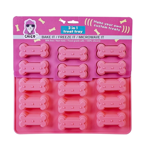 3-in-1 Dog Bone Silicone Treat Baking Tray for Healthy, Homemade Dog Treats and More