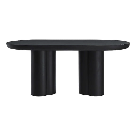 Maklaine Contemporary 72" Oval Concrete Dining Table in Black