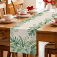 thumbnail image 5 of Tropical Botanical Table Runner 90 Inches, Watercolor Green Monstera Palm Leaves Beige Bed Runner Dresser Scarves Tabletop for Indoor Outdoor Parties/Ceremony/Banquet, 13" x 90", 5 of 9