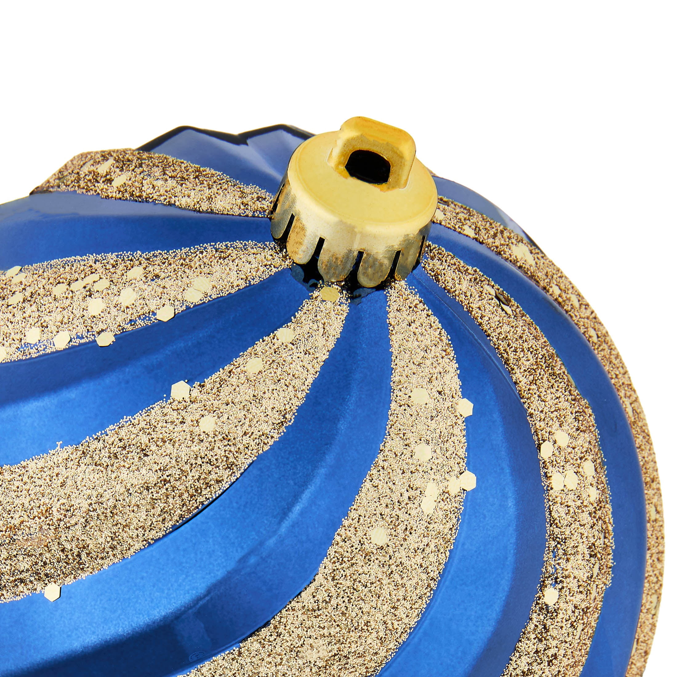 4-Count Blue and Gold Glitter Swirl Shatterproof Christmas Ornaments, 6.5", by Holiday Time