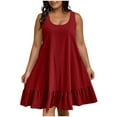 thumbnail image 3 of Bovxnpu Womens Plus Size Tops, Women's Sleeveless Tank Top Dress Plus Size Flowy Dress Scoop Neck Pleated Casual Dresss Mini Dress Summer Outfits XXL, 3 of 6