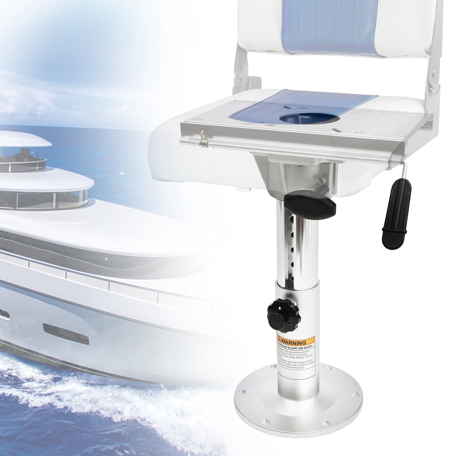 Adjustable Boat Seat Pedestal, 13"–19" Height, Aluminum Alloy Marine Seat Stand with Sliding Base & 8.58" Round Base, Universal Fit for Fishing Boats, Yachts & Speedboats