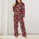 thumbnail image 2 of Balery Red Floral Conjunto de Pijama con Estampado para Mujer, Conjunto de Dos Piezas con Manga Larga, Ropa de Dormir Suave con Bolsillos, Pijamas Cómodos-Medium, 2 of 7