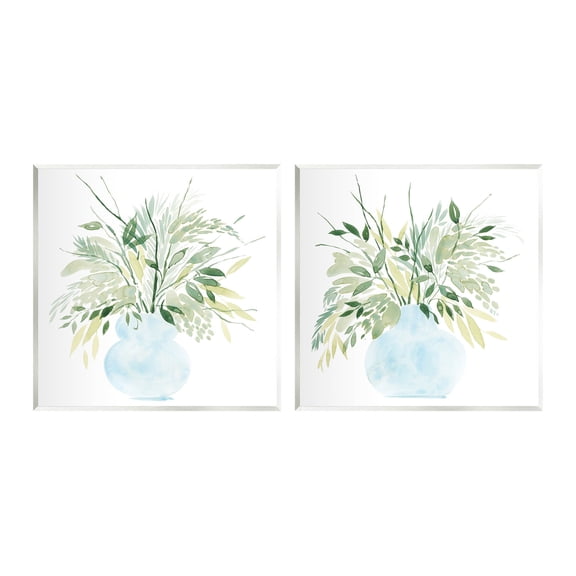Stupell Industries Herbal Plants Watercolor Vase Graphic Art Unframed Art Print Wall Art, Set of 2, Design by Grace Popp