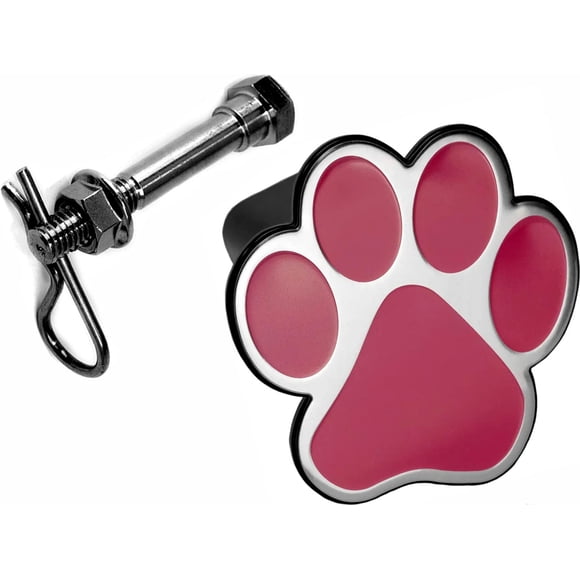 Dog Animal Paw Foot Emblem Metal Trailer Hitch Cover (Fit 2" Receivers, Chrome & Black)