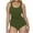 Olive Green, variant on WREESH Women's Scoop Neck Two Piece Swimsuit with Adjustable Drawstring Cute Spaghetti Strap Bathing Suit Green