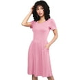 thumbnail image 2 of Made by Johnny Women's Comfy Casual Short Sleeve Flowy Dresses Loose Plain Dress with Pockets XL PINK, 2 of 6