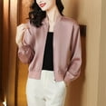 thumbnail image 2 of Riecok Cropped Jackets Women Collared Long Sleeve Jackets Zip Up Coats Solid Color Casual Trendy Clothes, 2 of 5