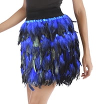 SWSMCLT Women's Halloween Tutu Skirts Mardi Gras Feather Skirt Iridescent Belly Dance Mini Tulle Fringe Gothic Skirt Blue X-Large