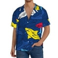 thumbnail image 3 of Sigee Cartoon Shark Print Men's Shirts Casual Button Down Short Sleeve Summer Beach Shirt Hawaiian Vacation Shirts Tee Shirt-, 3 of 7
