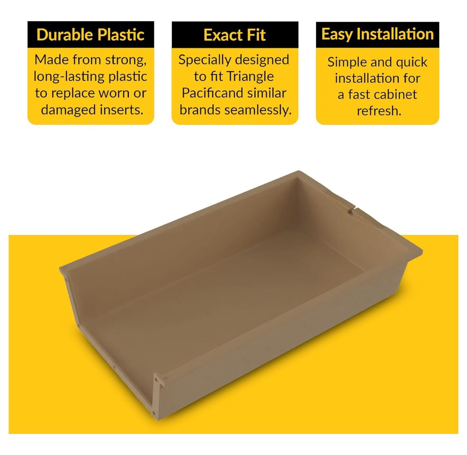 Brixwell 45-91 Cabinet Drawer Insert - Beige Plastic Organizer, 11-3/4" Width x 4" Height for Efficient Storage and Organization