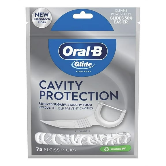 Oral-B Glide Floss Picks Cavity Protection 75 Count (Pack of 3)
