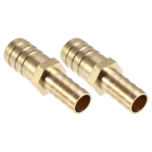 Unique Bargains 2Pcs 16mm -12mm Straight Shaped Hose Barb Straight Barbed Tube Pipe Fitting Brass Hose Fitting Connector