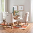 thumbnail image 4 of Linon Hale 5 Pce Upholstered Dining Set Round Table in Natural Wood/Gray Fabric, 4 of 15