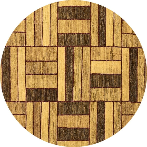 Ahgly Company Indoor Round Abstract Brown Modern Area Rugs, 7' Round