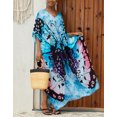 thumbnail image 3 of Cogild Women Swimsuit Cover Ups Ethnic 1/2 Elbow Sleeve V Neck Plus Size Beach Kaftan Dresses, 3 of 6